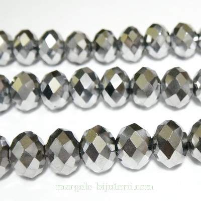 Cristale rondele argintii 10x8 mm