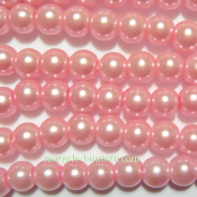 Perle sticla roz 6mm