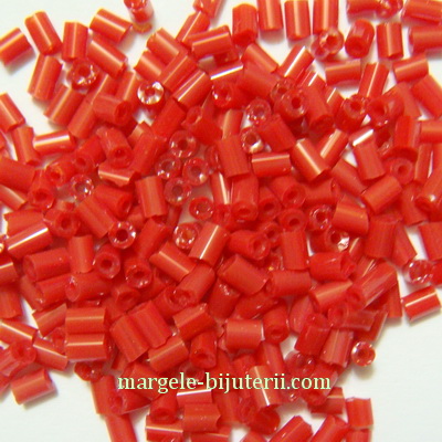 Margele tubulare rosii , 3mm