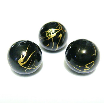 Margele plastic negre cu auriu 12mm
