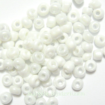 Margele nisip, albe, perlate, 4mm