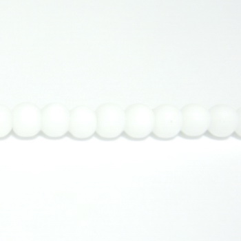 Margele sticla cauciucate, albe, 4mm
