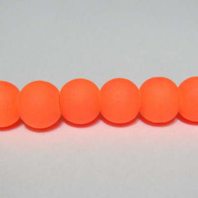Margele sticla cauciucate, portocaliu fosforescent, 8mm