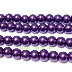 Perle sticla violet, 6mm