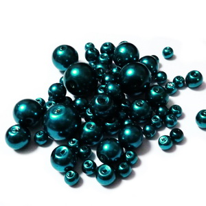 Mix perle sticla verde-smarald, 4-12 mm