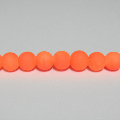 Margele sticla cauciucate, portocaliu fosforescent, 6mm