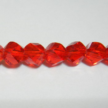 Margele sticla rosii, 4 fete, 6mm