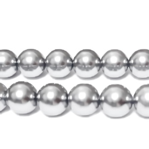 Perle stil Mallorca, argintii, 8mm