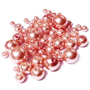 Mix perle sticla roz-somon, 4-12 mm