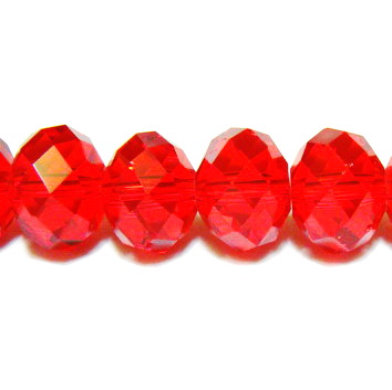 Cristale rondele rosii transparente 12x9mm