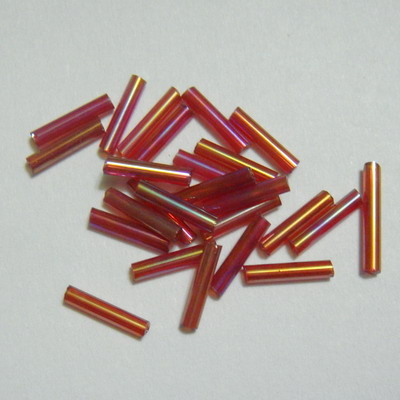 Margele tubulare, rosii AB, 9mm