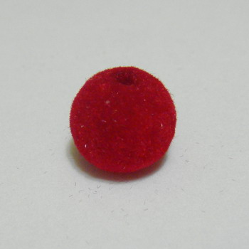 Margele din plastic in catifea rosie, 12mm