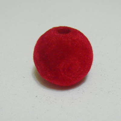 Margele din plastic in catifea rosie, 16mm