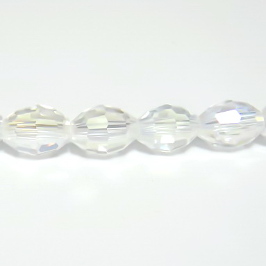 Margele sticla ovale, fatetate, AB, 10x8mm