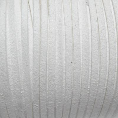 Snur faux suede, alb, grosime 3x1.5mm