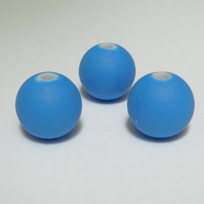 Margele plastic cauciucate albastre, 12mm