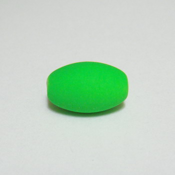 Margele plastic cauciucate verde-fosforescent, 13x9mm