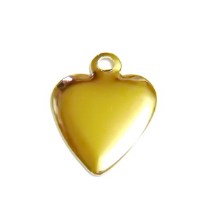 Ornament inima 14mm, placat cu aur