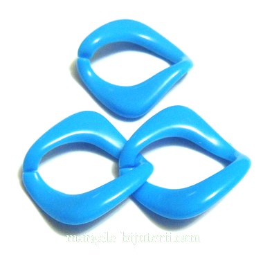 Conector/link plastic albastru, 28x29mm, interior 24x16mm