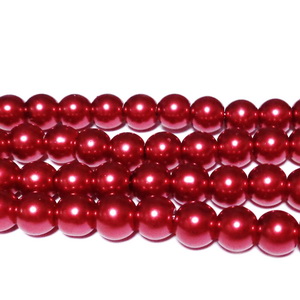 Perle sticla rosii, 6mm
