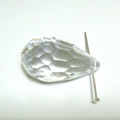 Briolete plastic transparent, 24x14mm