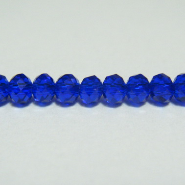 Margele sticla, fatetate, albastre, 3.5x2.7mm