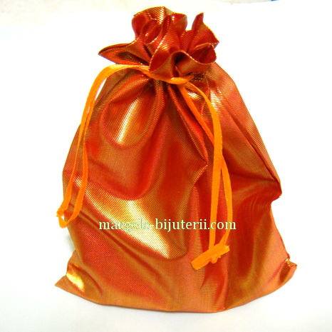 Saculet metalizat portocaliu, 15x12.5 cm