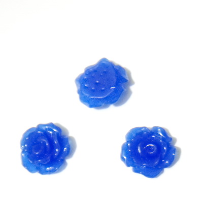 Cabochon rasina, flori albastru-cobalt, 10x6mm