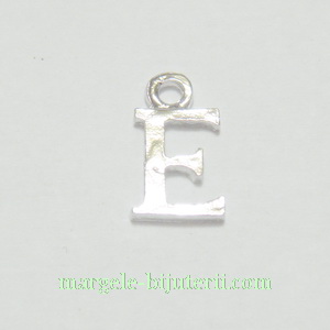 Pandantiv alfabet, argintiu inchis, 12x11x2mm, litera E