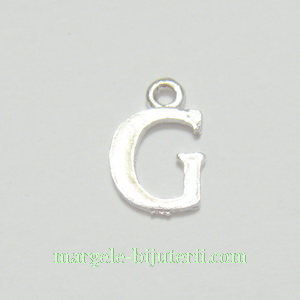 Pandantiv alfabet, argintiu inchis, 12x11x2mm, litera G