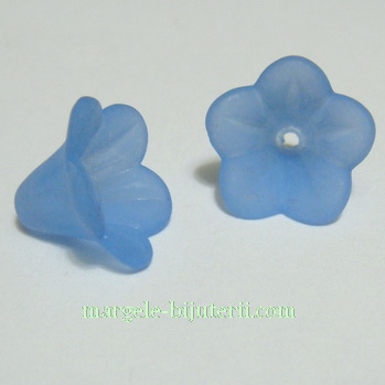Flori acrilice, frosted, albastre, 14x10mm