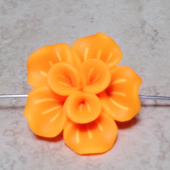 Margele polymer, floare portocaliu-intens, 23~25x9~10mm