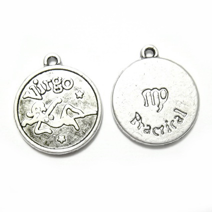Pandantiv argintiu antichizat, zodiac, FECIOARA, 20x17x3mm