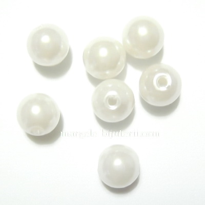 Perle plastic, albe, 8mm