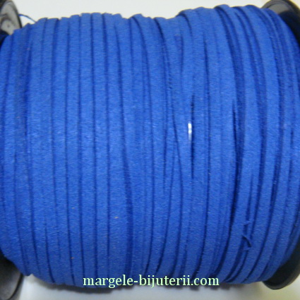 Snur faux suede, albastru cobalt, grosime 3x1.5mm