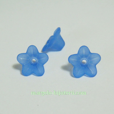 Flori acrilice, frosted, albastre, 9x5mm
