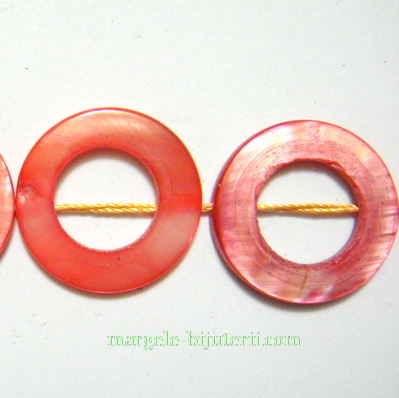Cercuri sidef, rosii, 20x3mm