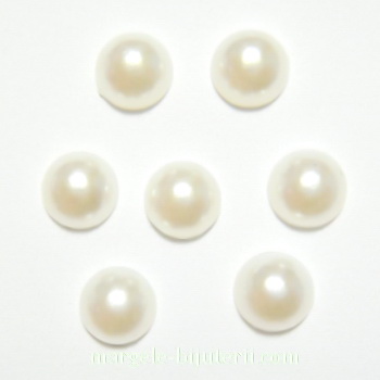 Perle plastic, cabochon, crem, 6x2.5mm