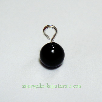 Perle sticla, semigaurite, negre, 6mm