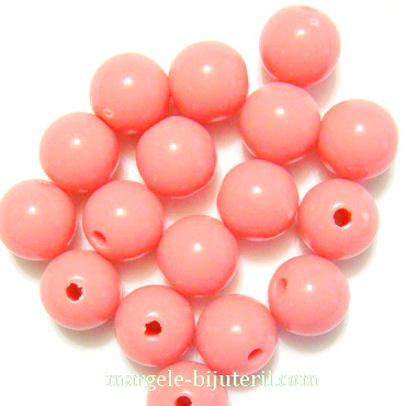 Margele plastic, sferice, roz, 8mm