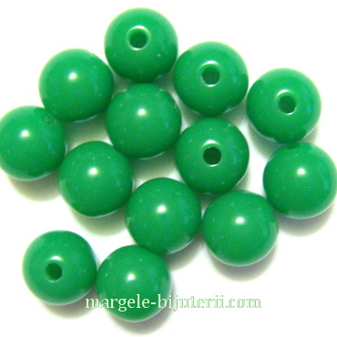 Margele plastic, sferice, verde, 8mm