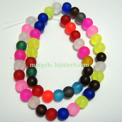 Margele acrilice, frosted, multicolore, 8mm- sirag 49-50buc