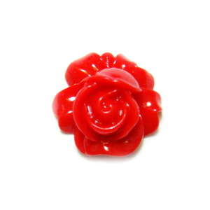 Cabochon rasina, floare rosie, 16x9mm