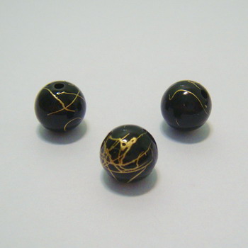 Margele plastic negre cu auriu 10mm