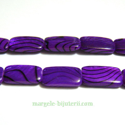 Perle sidef, plate, dreptunghiulare, violet, 14x8x3mm