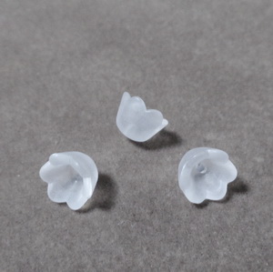 Flori acrilice, frosted, albe, 10x6mm
