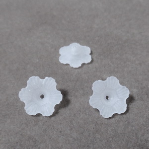 Flori acrilice, frosted, albe, 12x4mm