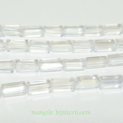 Margele sticla, transparente AB, 7x7x3mm