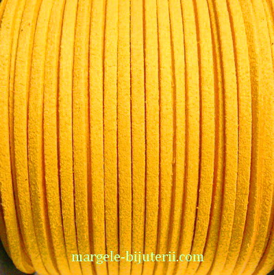 Snur faux suede, portocaliu, grosime 3x1.5mm