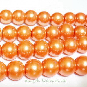 Perle sticla, portocaliu inchis, 10mm